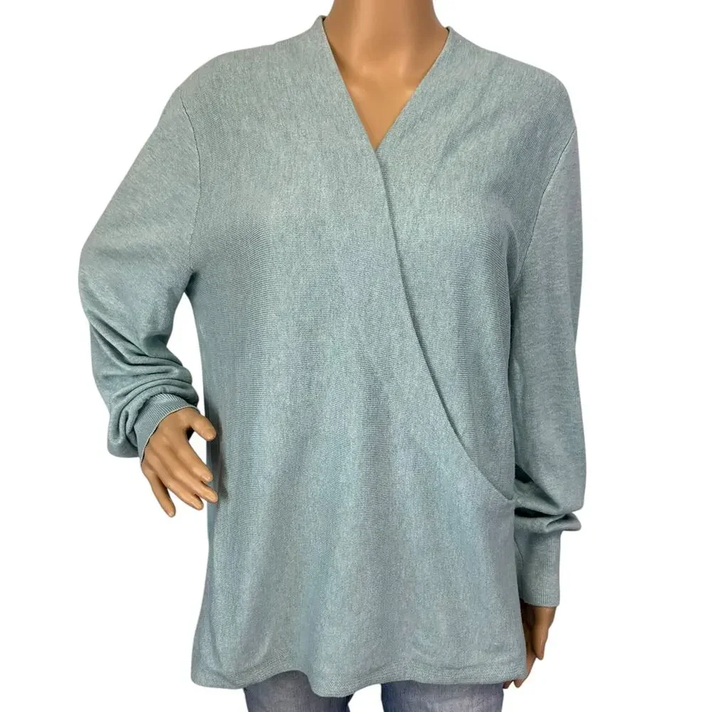 2/$30 J. Jill Wrap Sweater Lucite Heather Blue Green Size L